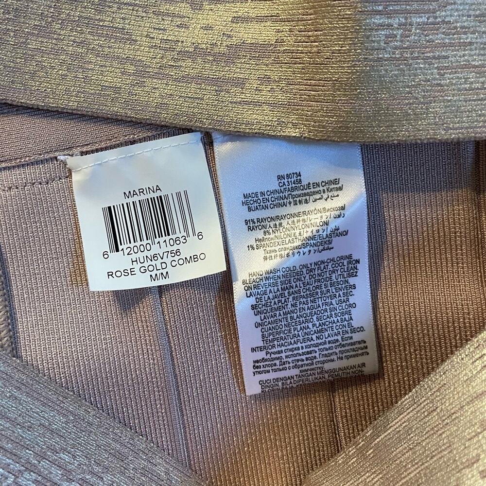 NWT Herve Leger Marina Foiled Bandage Dress in Rose Gold Combo Size Medium - Picture 15 of 15